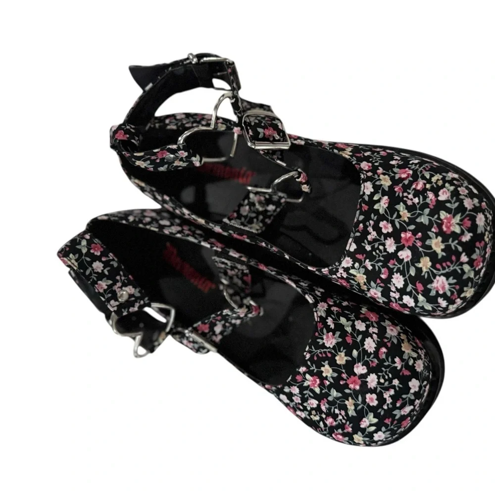 DEMONIA Sprite Floral Platform Heart Mary Jane Shoes